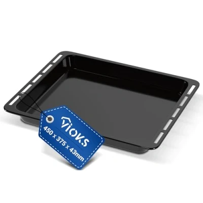 Afbeelding van VIOKS bakplaat 45 x 37 cm vervanging voor whirlpool diepe 481010657928 vetpan ovendiepte, anti aanbaklaag email ovenaccessoires en fornuisaccessoires