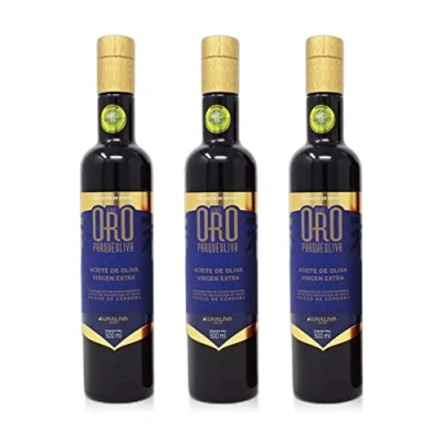 Afbeelding van PARQUEOLIVA SERIE ORO Extra Olijfolie van de Eerste Vergine (Hojiblanca en Picuda variëteiten) Verpakking met 3 flessen 500 ml