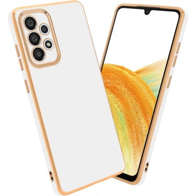 Afbeelding van Cadorabo Hoesje geschikt voor Samsung Galaxy A33 5G in Glossy Wit Goud Beschermhoes Case Cover van flexibel TPU silicone en met camerabescherming