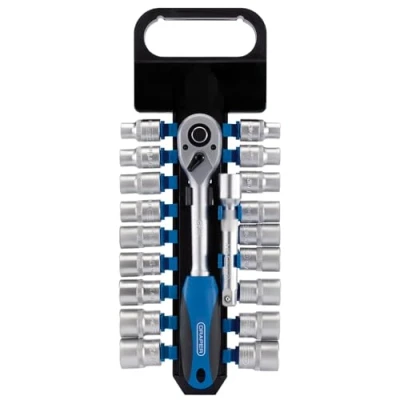 Afbeelding van Draper 16376 1/2 inch vierkant aandrijving gecombineerd MM/AF Socket en ratel 20 delige set,