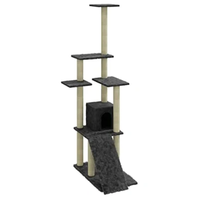 Afbeelding van vidaXL Kattenmeubel met sisal krabpalen 155 cm donkergrijs