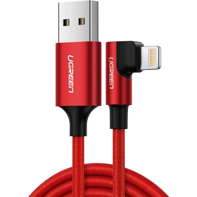 Afbeelding van UGREEN Lightning naar USB A Male laad en datakabel met haakse hoek