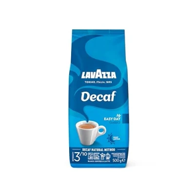 Afbeelding van Lavazza, Caffè Decaffeinato, cafeïnevrije Arabica en Robusta koffiebonen, koffie met amandel honingaroma, intensiteit 3/10, gemiddeld roosteren, 500 g (1 stuk)
