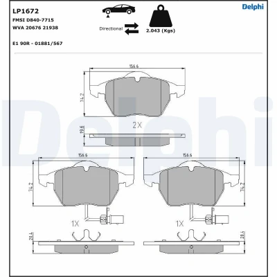 Afbeelding van Delphi Diesel Remblokset LP1672