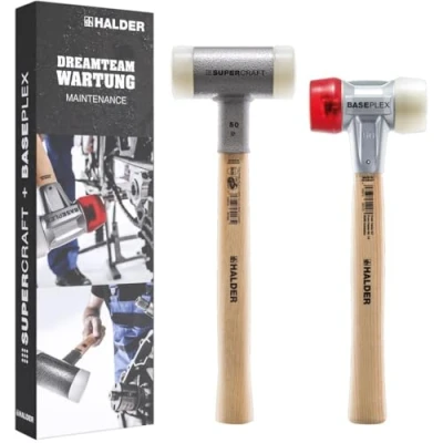Afbeelding van HALDER Actiebox Dreamteam onderhoud, Supercraft kunststof hamer met hickorysteel en Baseplex schuimhamer, celluloseacetaat/nylon 3366s001