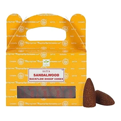 Afbeelding van ETHNICITI Satya Echte Nag Champa Backflow Wierook Kegels 24 1 Pack (Sandelhout)