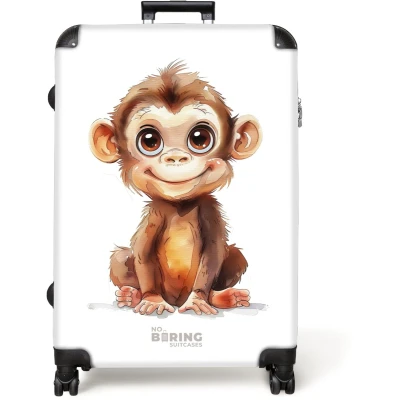 Afbeelding van NoBoringSuitcases.com® Koffer groot Reiskoffer lichtgewicht Baby aap Rolkoffer met 4 wielen Grote trolley XL 98 liter bagage