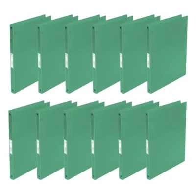 Afbeelding van Q Connect KF02919 ringband / 12 stuks A4 4 ring 16 mm/kleur: groen transparant/van sterk doorschijnende PP folie 22 mm rug/ringmappen plastic/ringmap smalle dunne map