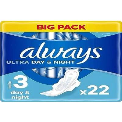 Afbeelding van Always Ultra maandverband, dag en nacht (maat 3), vleugels x 22 pads, super absorberend ultradun, voor menstruatie
