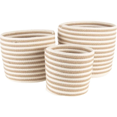 Afbeelding van Clayre &amp; Eef Opbergmand Set van 3 Ø 26 19 cm Beige Bruin Zeegras Rond Mand