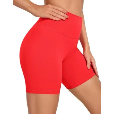 Afbeelding van CRZ YOGA Yogashort Voor Dames Met Naakt Gevoel 6 Inch Hoog Getailleerde Trainingsshorts Atletische Hardloopfietsbroek Diep rood M