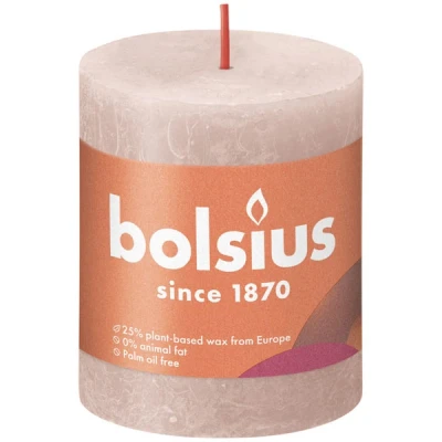Afbeelding van Bolsius kaars rustiek Misty Pink 100/100 mm