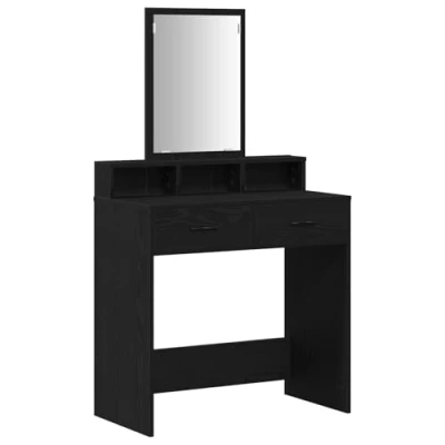 Afbeelding van vidaXL Kaptafel Zwart Eiken MDF en Glas 79 x 41 140 cm