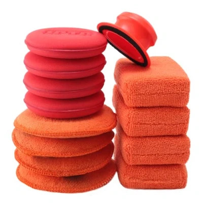 Afbeelding van SPTA Microvezel Handpolijstspons, 13 stuks Reinigingsspons Applicatorpads Set, Microvezelspons Applicator Pads voor auto&#039;s polijsten, waxen, reinigen, Auto Hand Polijstspons met Handvat