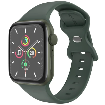Afbeelding van Apple Watch Siliconen+ bandje Donkergroen Geschikt voor Series1/2/3/4/5/6/7/8/9/10/SE (38/40/41 mm) Series 10 (42 Olive Maat