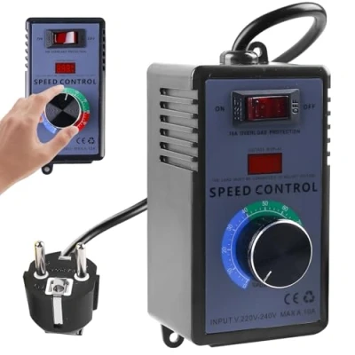 Afbeelding van Toerentalregelaar, AC 220 V, 15 A, 4000 W, elektronische spanningsregelaar met overbelastingsbeveiliging, temperatuurmotor, toerentalregelaar voor haakse slijper, blaas, handboor, cirkelzagen, dimmer,