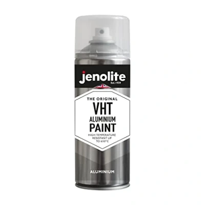 Afbeelding van JENOLITE VHT aluminiumverf mat zilver 400 ml (hittebestendig 650 C perfect voor autogebruik en gebieden die worden blootgesteld aan hoge hitte roest corrosiebestendig)