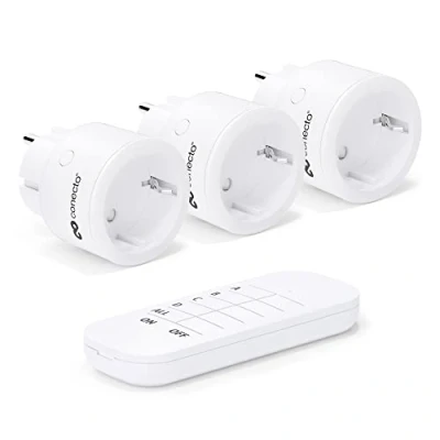 Afbeelding van conecto SA CC50783 draadloze stopcontacten set: 3 x draadloos stopcontact en 1 afstandsbediening voor binnen, 2300 W, 230 V, wit, stuks