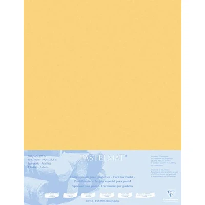 Afbeelding van Clairefontaine 496022C verpakking (met 5 tekenvellen pastelmat op karton gelamineerd 1800 µm, 50 x 70 cm, ideaal voor droogtechnieken en pastel) botergeel