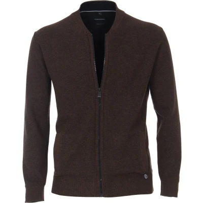 Afbeelding van Casa Moda Zip Vest Bruin maat XXL Heren met Regular fit Pasvorm Katoen Suitable Herenkleding