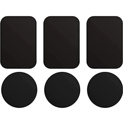Afbeelding van ivoler Metalen Platen, [6 stuks] Magneet Voertuigbeugels Autohouder met 3M Zelfklevende Strips Compatibel CD Sleuf voor Alle Magnetische Autohouder, Houder Zwart