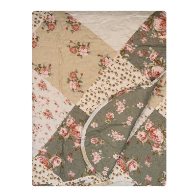 Afbeelding van Clayre &amp; Eef Bedsprei 180x250 cm Groen Beige Polyester Sprei