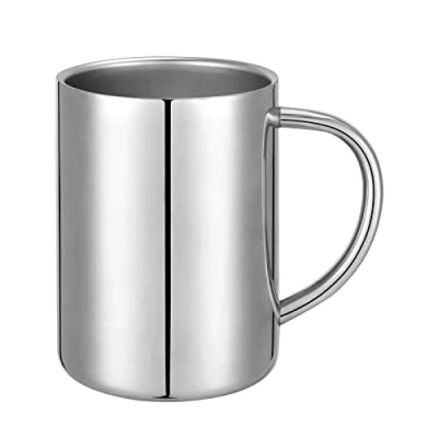 Afbeelding van luvtree 400ml dubbelwandige koffiemok,Geïsoleerde roestvrijstalen theekopjes, metalen melkmok met handvat, dubbellaagse isolatiefunctie sap koude drankbeker, reizen camping mokken
