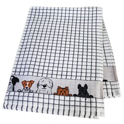 Afbeelding van Samuel Lamont &amp; Sons Poli Dri Jacquard Theedoek Grijze Honden, Maat 50cm x 70cm, 100% Katoenen Badstof, Ultra Absorberend Super Zacht, Machine Wasbaar, Grijs, One Size