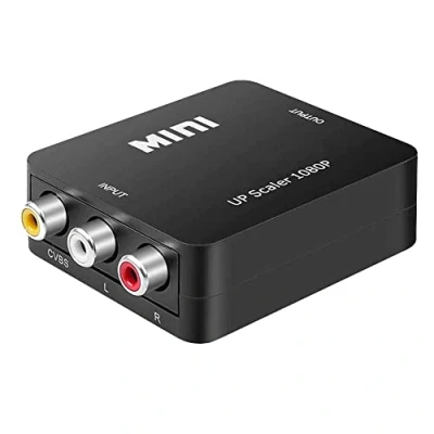 Afbeelding van OcioDual Unidirectionele AV adapter naar HDTV, stereo audio en video 1080p PAL/NTSC, voor pc, TV, converter met netsnoer, AV2HDTV, CVBS 3 RCA, kleur zwart