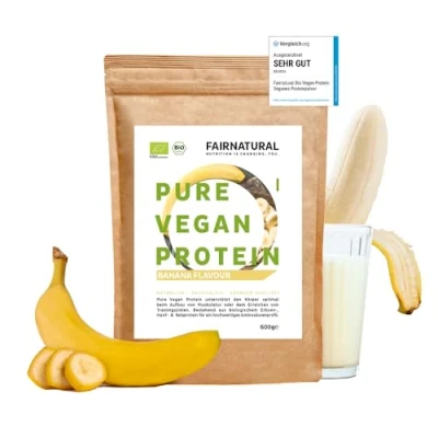 Afbeelding van Veganistisch proteïnepoeder, biologische banaan zonder soja en chemicaliën, regionaal uit Duitsland, 5K plantaardig premium om te bakken als eiwitshake, 600 g,