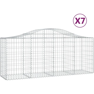 Afbeelding van vidaXL Schanskorven 7 st gewelfd 200x50x80/100 cm gegalvaniseerd ijzer