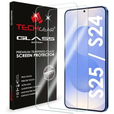 Afbeelding van TECHGEAR 2 stuks GLASS Edition compatibel met Samsung Galaxy S24 / 5G, schermbeschermer van gehard glas [2,5D ronde rand] [9H hardheid] [kristalhelderheid] [krasbestendig] [zonder luchtbellen]