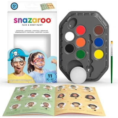 Afbeelding van Snazaroo Make upset voor jongens, schminkpalet met kwast, sponsje en handleiding (mogelijk niet beschikbaar in het Nederlands), 8 kleuren