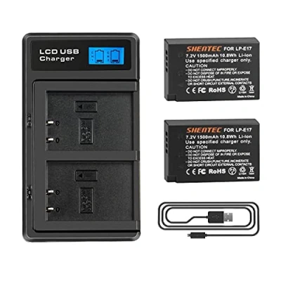 Afbeelding van Shentec 2 pack vervangende batterij dubbele oplader voor Canon LP E17 Compatibel met EOS 760D 750D 77D 200D 800D 8000D M3 M5 M6 Rebel SL2, T6i, T6s, T7i Kiss X8i digitale camera