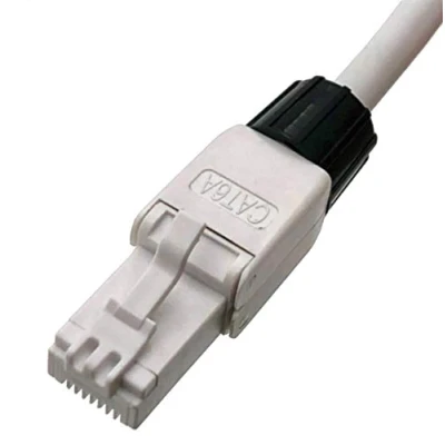 Afbeelding van odedo Krimpconnector zonder gereedschap Cat 6A UTP RJ45 netwerkkabel voor patchkabel tot 8 mm AWG 22 24, montage met vergulde contacten, 4X