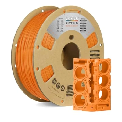 Afbeelding van OVERTURE Super PLA+ Filament 1.75mm, Toughness Enhanced PLA Plus, Cardboard Spool, 1kg (2.2lbs), Dimensional Accuracy +/ 0.02 mm(Orange)