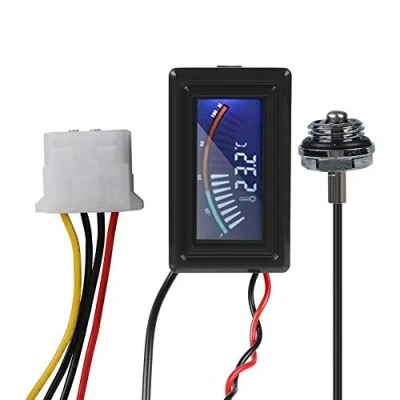 Afbeelding van ASHATA, PC waterkoeling, temperatuurdetector, LCD pointer display, digitale thermometer, wijzerthermometer, temperatuurmeter met waterdichte sonde, voor computer en waterkoeling