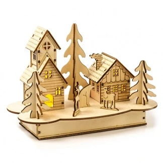 Afbeelding van Kerstdorp led kerstverlichting binnen 4 lampjes 22 x 15 cm war