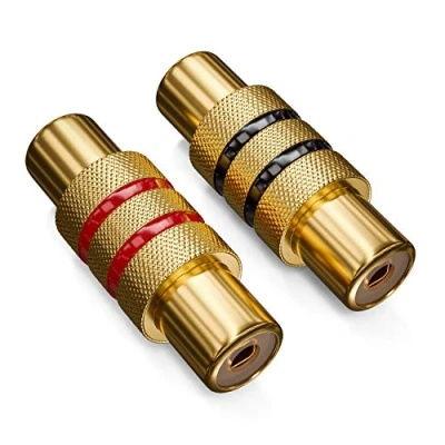 Afbeelding van deleyCON 2 Stuks RCA Koppeling als SET 1x Zwart Rood Audio Video Adapter Bus naar 2x Connector