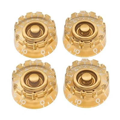 Afbeelding van Musiclily Pro Metrisch 18 Tandjes Gitaarknop Speed Knop Hatbox met Inhammen voor Les Paul Stijl Elektrische Gitaar, Goud (4 Stuks)