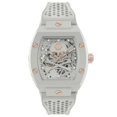 Afbeelding van Philipp Plein The Skeleton Ecoceramic PWVBA0123 Horloge Siliconen Grijs Ø 44 mm