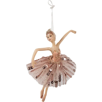Afbeelding van Clayre &amp; Eef Kersthanger Ballerina 15 cm Roze Polyresin Kerstboomversiering