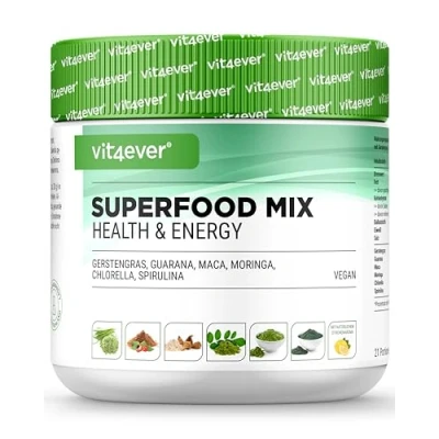 Afbeelding van Green Juice Superfoods Mix 420 gr poeder (shake) met gerstengras, guarana, maca, chlorella, Spirulina, Moringa 100% natuurlijke power smoothie
