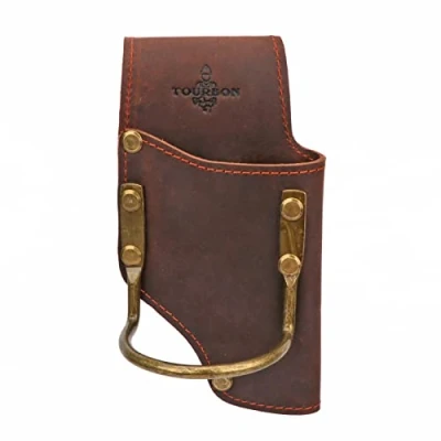 Afbeelding van Tourbn Echt Lederen Werk Gereedschap Bijl Holster Tang Hamer Houder voor Houtwerk Builder Timmerman, Donkerbruin, 9.5*17*6.5cm
