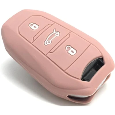 Afbeelding van Nordecco Siliconen sleutelhoesje past op Fiat 600 600e Elektrische 2024 2025 3 Knoppen Keyless Afstandsbediening Fob (Rose Gold)