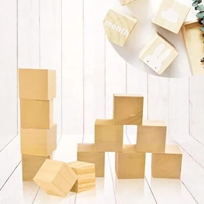 Afbeelding van BUENTYA 12 stuks houtsnijblokken van lindehout, 5 x cm, grote houten kubussen, natuurlijke snijblokken, onafgewerkte gladde kubussen voor doe het zelf snijden, vormen, schilderen,