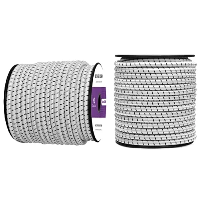 Afbeelding van Abma Cord Bungeekoord 6mm 20M Rubberen Touw Elastisch Koord Expandertouw Spankoord Elastiek voor Camping, Zeildoek, Aanhangwagen, Rugzak, Tentstok, Kajak Wit&amp;Zwart