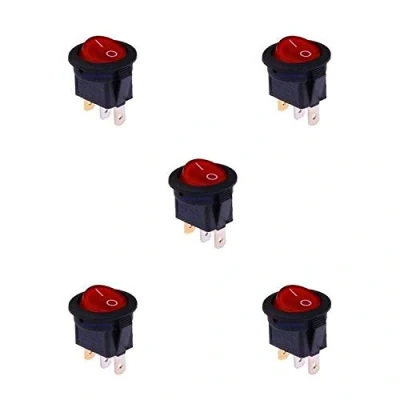 Afbeelding van HeyNana tuimelschakelaar, 5 stuks, 220 V, waterdicht, ronde 20 A, rood ledlicht, 3 pinnen aan/uit