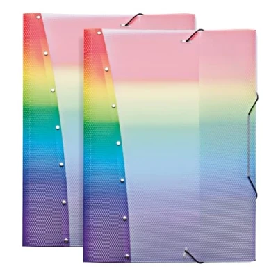 Afbeelding van VELOFLEX 4432404 2 Rainbow Diamond map, DIN A3, opbergmappen met elastiek, slijtvast, juridische map gemaakt van PP
