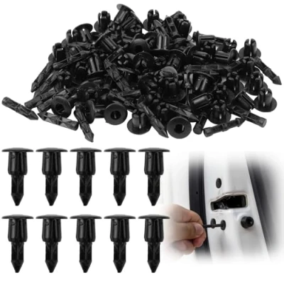 Afbeelding van TYBYBB 50 stuks bevestigingsclips auto 6 mm kunststof klinknagels spatbescherming zwart spreidklinknagels compatibel met auto, Honda, Yamaha, Suzuki, Kawasaki